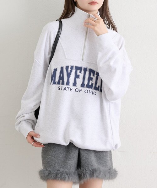 mystic（ミスティック）の「ハーフジップロゴスウェット（Tシャツ/カットソー・レディース・グレー/チャコールグレー・FREE）」の18枚目の写真