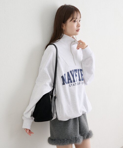 mystic（ミスティック）の「ハーフジップロゴスウェット（Tシャツ/カットソー・レディース・グレー/チャコールグレー・FREE）」の21枚目の写真