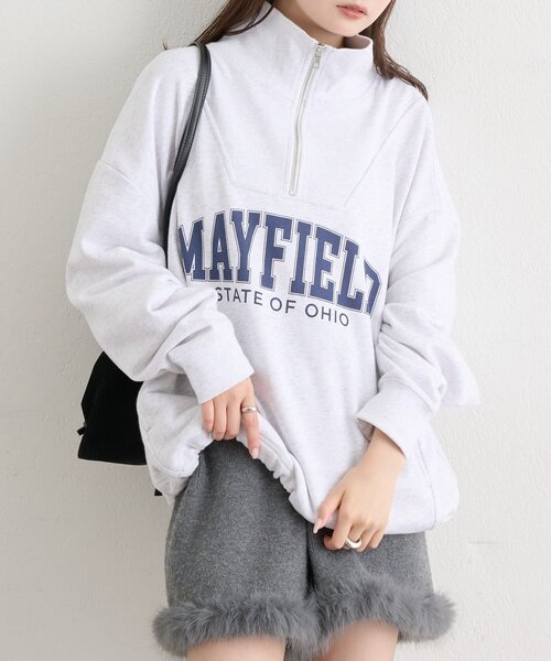 mystic（ミスティック）の「ハーフジップロゴスウェット（Tシャツ/カットソー・レディース・グレー/チャコールグレー・FREE）」の3枚目の写真