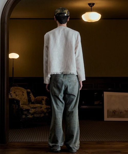 FEI-LANG（フェイラン）の「Tweed Jacket（ノーカラージャケット・メンズ・アイボリー/ブラック・MEDIUM/LARGE）」の9枚目の写真