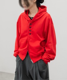 HONE（ホーン）の「double zip-up button short hoodie / ダブルジップボタンショートフーディー（パーカー）」