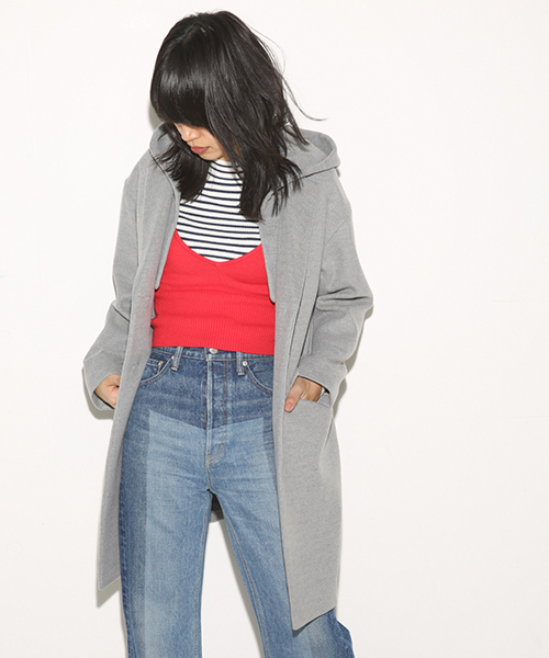 SLY（スライ）の「HOODED CHESTER SHORT COAT（チェスターコート・レディース・ネイビー/ベージュ/トップグレー・2/1）」の2枚目の写真