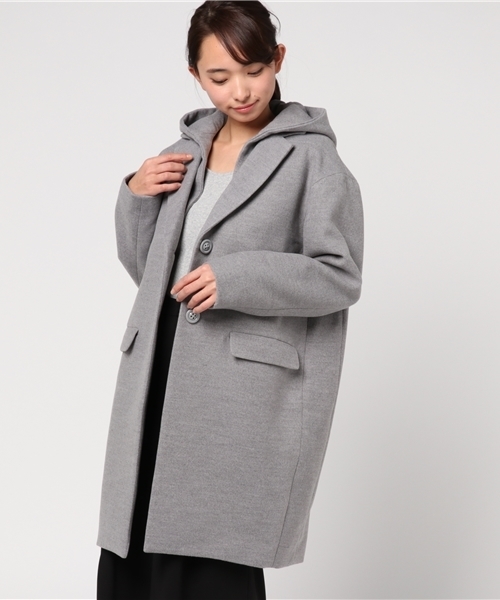 SLY（スライ）の「HOODED CHESTER SHORT COAT（チェスターコート・レディース・ネイビー/ベージュ/トップグレー・2/1）」の16枚目の写真