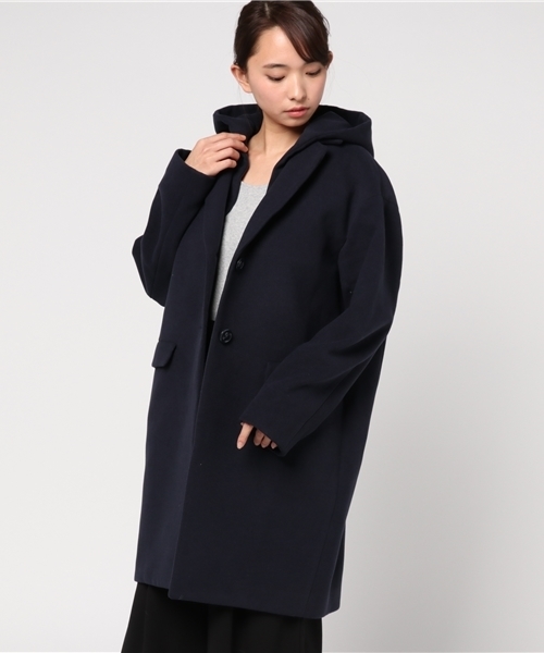 SLY（スライ）の「HOODED CHESTER SHORT COAT（チェスターコート・レディース・ネイビー/ベージュ/トップグレー・2/1）」の15枚目の写真