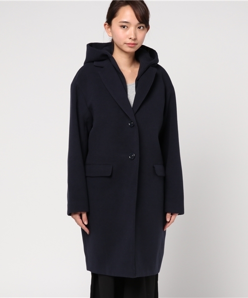 SLY（スライ）の「HOODED CHESTER SHORT COAT（チェスターコート・レディース・ネイビー/ベージュ/トップグレー・2/1）」の4枚目の写真