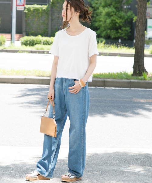 URBAN RESEARCH（アーバンリサーチ）の「つぶつぶレースTシャツ（Tシャツ/カットソー・レディース・カーキ/ブラック/イエロー/オフホワイト・FREE）」の18枚目の写真