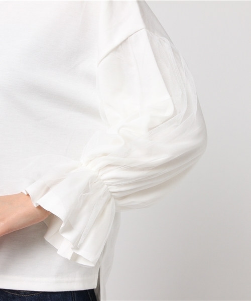 LOWRYS FARM（ローリーズファーム）の「チュールカサネ／ＬＳ　769219（Tシャツ/カットソー・レディース・オフホワイト/ブラック/グレー・MEDIUM/LARGE）」の8枚目の写真