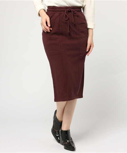 SLY（スライ）の「SEAM SW M/SK（スカート・レディース・ワインレッド/トップグレー/ブラック・1/2）」の12枚目の写真