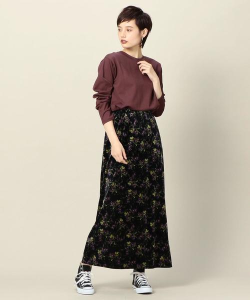 BEAUTY&YOUTH UNITED ARROWS（ビューティーアンドユースユナイテッドアローズ）の「BY ベロアプリントマキシスカート（スカート・レディース・ダークブラウン/ネイビー・FREE）」の6枚目の写真