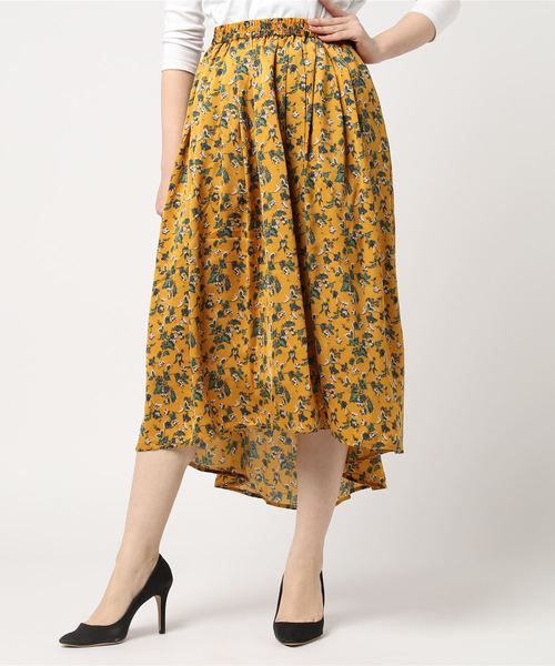 GeeRA（ジーラ）の「フィッシュテールデザイン花柄スカート（スカート・レディース・ブラック/イエロー・MEDIUM/LARGE）」の5枚目の写真