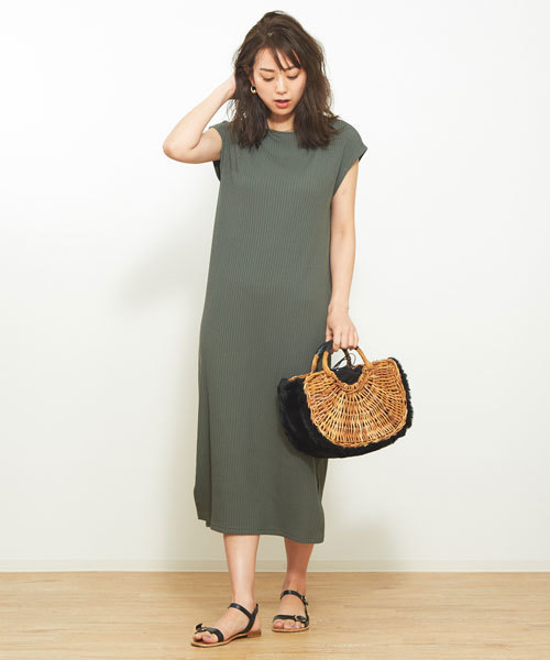 Rouge vif（ルージュヴィフ）の「バックデザインリブワンピース（ワンピース・レディース・サックスブルー/ピンク/チョコ/カーキ・FREE）」の17枚目の写真