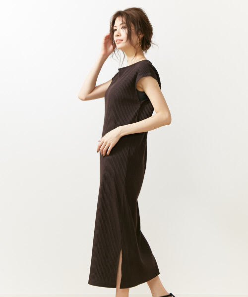 Rouge vif（ルージュヴィフ）の「バックデザインリブワンピース（ワンピース・レディース・サックスブルー/ピンク/チョコ/カーキ・FREE）」の5枚目の写真