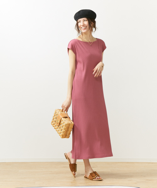 Rouge vif（ルージュヴィフ）の「バックデザインリブワンピース（ワンピース・レディース・サックスブルー/ピンク/チョコ/カーキ・FREE）」の11枚目の写真