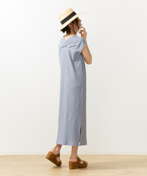 Rouge vif（ルージュヴィフ）の「バックデザインリブワンピース（ワンピース・レディース・サックスブルー/ピンク/チョコ/カーキ・FREE）」の13枚目の写真