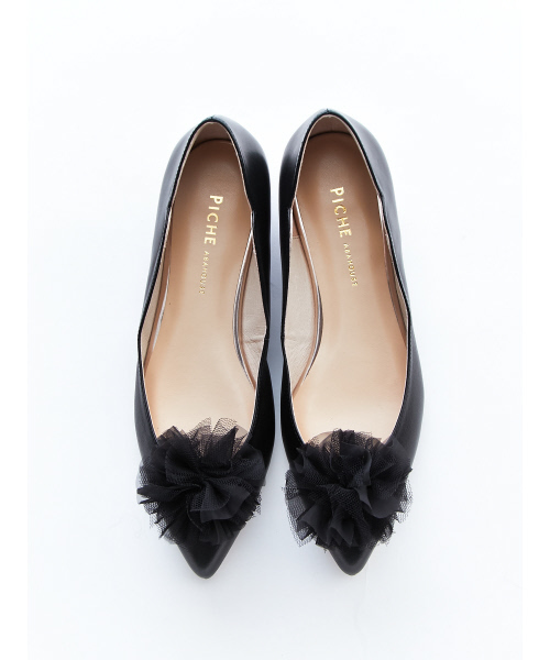 PICHE ABAHOUSE（ピシェ アバハウス）の「チュールポンポンパンプス（パンプス・レディース・ブラック/シルバー/ピンク・39/35/36/37/38/40/34）」の2枚目の写真