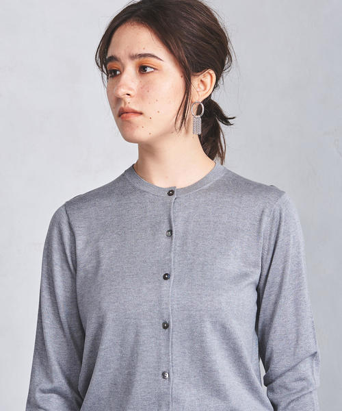 UNITED ARROWS カーディガン シルクリブ Vネック レディース