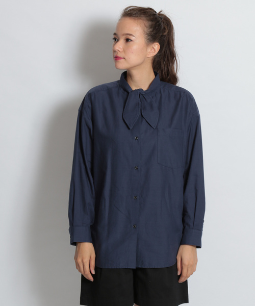 niko and...（ニコアンド）の「ノットカラービッグシャツ（シャツ/ブラウス・レディース・ブラック/ネイビー/オフホワイト・MEDIUM/LARGE）」の7枚目の写真