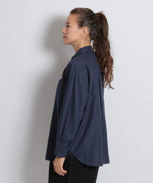 niko and...（ニコアンド）の「ノットカラービッグシャツ（シャツ/ブラウス・レディース・ブラック/ネイビー/オフホワイト・MEDIUM/LARGE）」の8枚目の写真