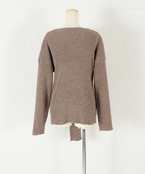 titivate（ティティベイト）の「ﾌﾛﾝﾄﾘﾎﾞﾝﾆｯﾄﾄｯﾌﾟｽ（ニット/セーター・レディース・ブラウン/グレー/アイボリー・M）」の10枚目の写真