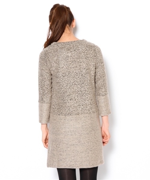 BEAMS LIGHTS Women's（ビームスライツ ウィメンズ）の「□BEAMS LIGHTS / ブークレ切替ワンピース（ワンピース・レディース・チャコールグレー/ベージュ/ブラウン系その他・36/38）」の8枚目の写真