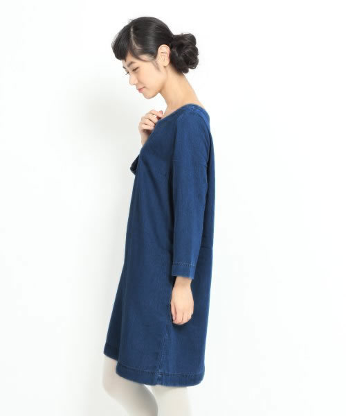GLOBAL WORK(グローバルワーク)の「【GLOBALWORK】デニムクルーワンピース/529465(ワンピース・レディース・ネイビー/ブルー・LARGE/SMALL/MEDIUM)」の3枚目の写真