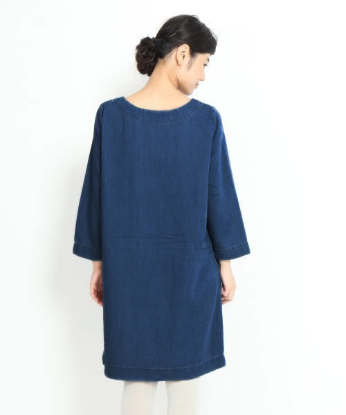 GLOBAL WORK(グローバルワーク)の「【GLOBALWORK】デニムクルーワンピース/529465(ワンピース・レディース・ネイビー/ブルー・LARGE/SMALL/MEDIUM)」の4枚目の写真