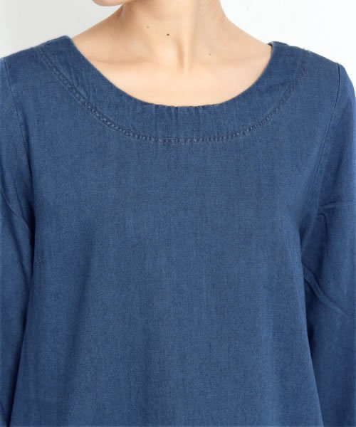 GLOBAL WORK(グローバルワーク)の「【GLOBALWORK】デニムクルーワンピース/529465(ワンピース・レディース・ネイビー/ブルー・LARGE/SMALL/MEDIUM)」の6枚目の写真