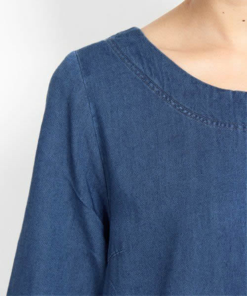 GLOBAL WORK(グローバルワーク)の「【GLOBALWORK】デニムクルーワンピース/529465(ワンピース・レディース・ネイビー/ブルー・LARGE/SMALL/MEDIUM)」の7枚目の写真