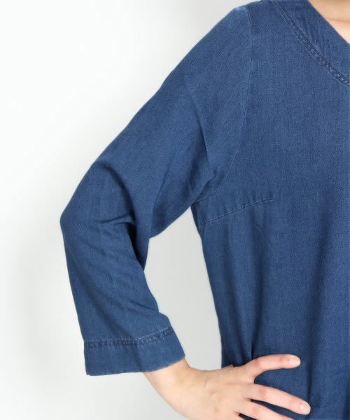 GLOBAL WORK(グローバルワーク)の「【GLOBALWORK】デニムクルーワンピース/529465(ワンピース・レディース・ネイビー/ブルー・LARGE/SMALL/MEDIUM)」の8枚目の写真