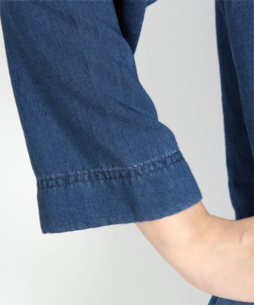 GLOBAL WORK(グローバルワーク)の「【GLOBALWORK】デニムクルーワンピース/529465(ワンピース・レディース・ネイビー/ブルー・LARGE/SMALL/MEDIUM)」の9枚目の写真