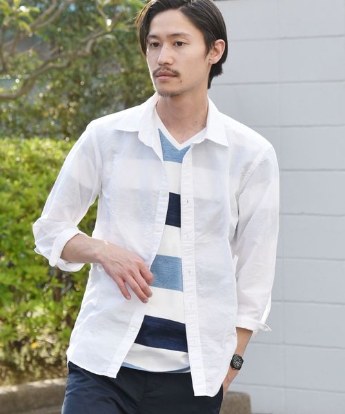 SHIPS(シップス)の「SC: Herdmans コットン/リネン 7スリーブ シャツ 19SS(シャツ/ブラウス・メンズ・グリーン/ネイビー/ダークブルー/その他/レッド/ホワイト/ブルー/コバルトブルー/オレンジ/ライトグレー・MEDIUM/LARGE/SMALL/X-LARGE)」の1枚目の写真