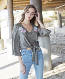 ALEXIA STAM | Embroidered Tie Hem Shirt/刺繍シャツ(シャツ/ブラウス)