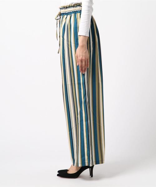 WEGO（ウィゴー）の「WEGO/マルチストライプワイドパンツ（スラックス・レディース・ブラウン系その他4/ブルー系その他4・FREE）」の4枚目の写真