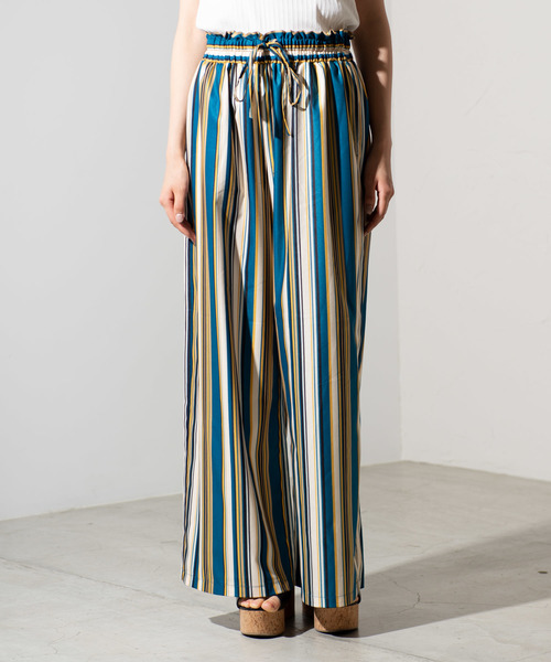 WEGO（ウィゴー）の「WEGO/マルチストライプワイドパンツ（スラックス・レディース・ブラウン系その他4/ブルー系その他4・FREE）」の13枚目の写真