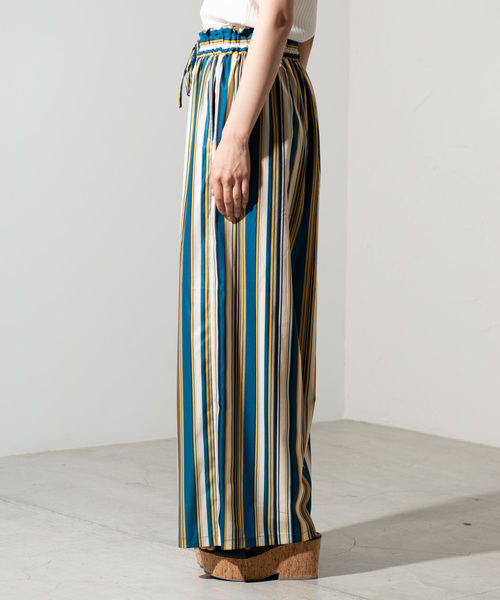 WEGO（ウィゴー）の「WEGO/マルチストライプワイドパンツ（スラックス・レディース・ブラウン系その他4/ブルー系その他4・FREE）」の14枚目の写真