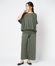 接触冷感 ひんやりタッチ ワイドプルオーバー×パンツセットアップ