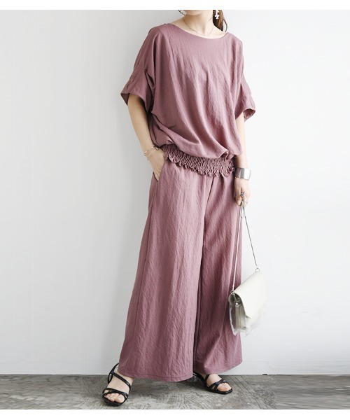 and it_（アンドイット）の「ひんやりタッチワイドプルオーバー×パンツセットアップ(2点set)（セットアップ・レディース・カーキ/ブラック/オレンジ/ライトブラウン/ベージュ/グリーン系その他/グレイッシュブルー/オリーブ/ダークグレー/スモークピンク/サックスブルー/ライトグレー・L/M）」の11枚目の写真