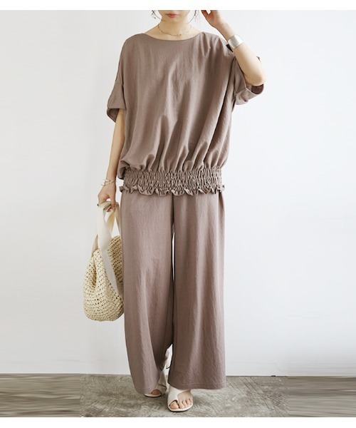 美品♡セットアップ　Acid dye ダメージSweatプルオーバー　パンツ セール】ひんやりタッチワイドプルオーバー×パンツセットアップ
