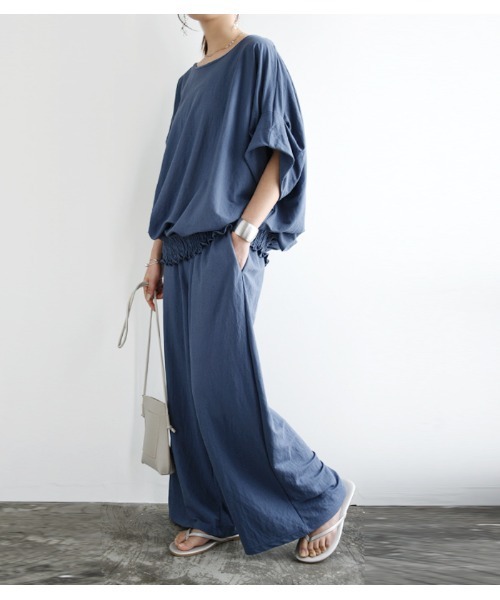 and it_（アンドイット）の「ひんやりタッチワイドプルオーバー×パンツセットアップ(2点set)（セットアップ・レディース・カーキ/ブラック/オレンジ/ライトブラウン/ベージュ/グリーン系その他/グレイッシュブルー/オリーブ/ダークグレー/スモークピンク/サックスブルー/ライトグレー・L/M）」の18枚目の写真