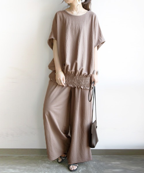 and it_（アンドイット）の「ひんやりタッチワイドプルオーバー×パンツセットアップ(2点set)（セットアップ・レディース・カーキ/ブラック/オレンジ/ライトブラウン/ベージュ/グリーン系その他/グレイッシュブルー/オリーブ/ダークグレー/スモークピンク/サックスブルー/ライトグレー・L/M）」の21枚目の写真