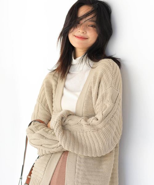 【セール】ガーター編み ケーブルニット カーディガン(カーディガン/ボレロ)|OSYAREVO(オシャレボ) 【セール】ガーター編み ケーブルニット カーディガン(カーディガン/ボレロ)|OSYAREVO(オシャレボ)