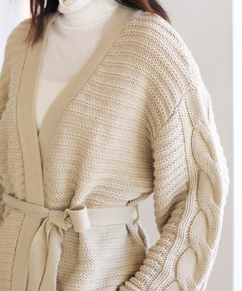 【セール】ガーター編み ケーブルニット カーディガン(カーディガン/ボレロ)|OSYAREVO(オシャレボ) 【セール】ガーター編み ケーブルニット カーディガン(カーディガン/ボレロ)|OSYAREVO(オシャレボ)