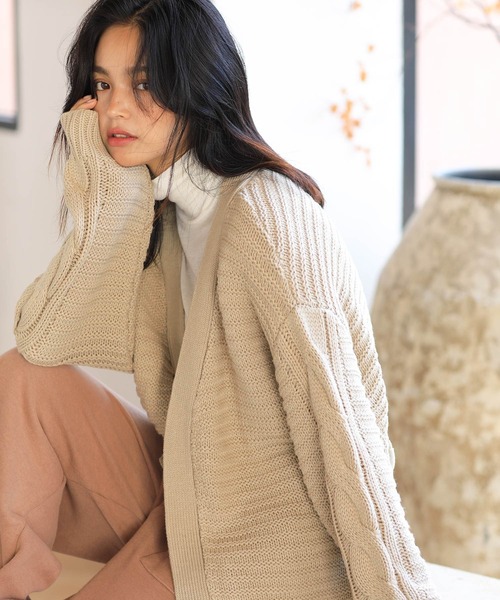 【セール】ガーター編み ケーブルニット カーディガン(カーディガン/ボレロ)|OSYAREVO(オシャレボ) 【セール】ガーター編み ケーブルニット カーディガン(カーディガン/ボレロ)|OSYAREVO(オシャレボ)