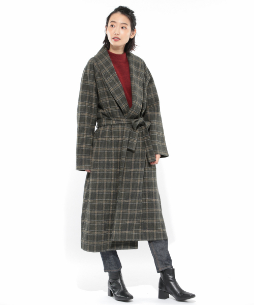 LAKOLE（ラコレ）の「チェック柄ガウンコート / LAKOLE（その他