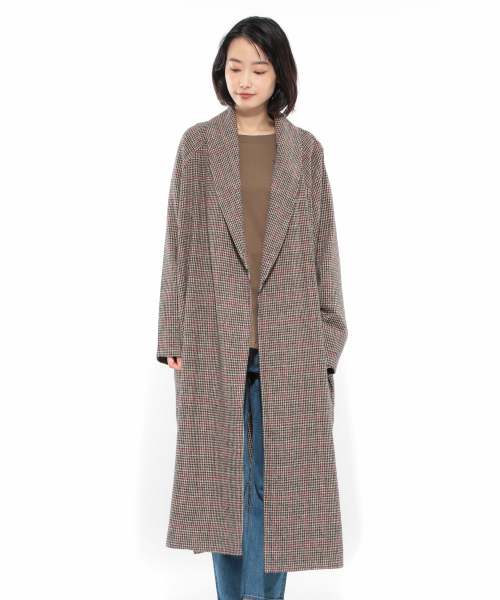 LAKOLE（ラコレ）の「チェック柄ガウンコート / LAKOLE（その他