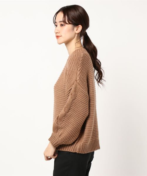 STYLEBLOCK(スタイルブロック)の「ボリュームスリーブケーブルニットセーター(ニット/セーター・レディース・ブラック/ベージュ/ピンク/アイボリー/ブラウン系その他・M)」の6枚目の写真