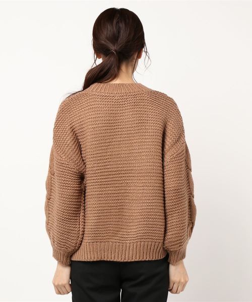 STYLEBLOCK(スタイルブロック)の「ボリュームスリーブケーブルニットセーター(ニット/セーター・レディース・ブラック/ベージュ/ピンク/アイボリー/ブラウン系その他・M)」の7枚目の写真
