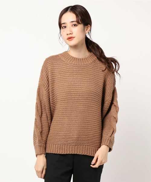 STYLEBLOCK(スタイルブロック)の「ボリュームスリーブケーブルニットセーター(ニット/セーター・レディース・ブラック/ベージュ/ピンク/アイボリー/ブラウン系その他・M)」の9枚目の写真