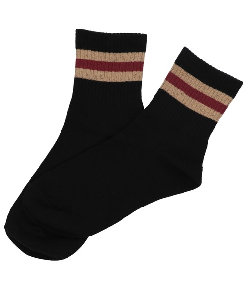 SPINNS（スピンズ）の「リブ ラインソックス（ソックス/靴下・レディース・ホワイト×ブラック/ホワイト×カーキブラウン/ホワイト×パープル/ホワイト×レッド/ブラック×ホワイト/オレンジ系その他/ベージュ系その他/ホワイト×グリーン・ONESIZE）」の7枚目の写真