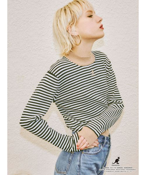 KANGOL(カンゴール)の「KANGOLトリムニット(ニット/セーター・レディース・ブルー/レッド/ブラック/ベージュ・MEDIUM)」の2枚目の写真